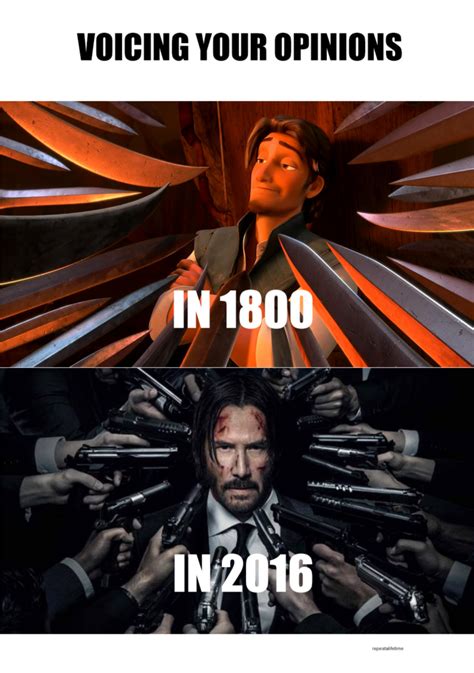 flynn rider meme|john wick surrounded by guns.